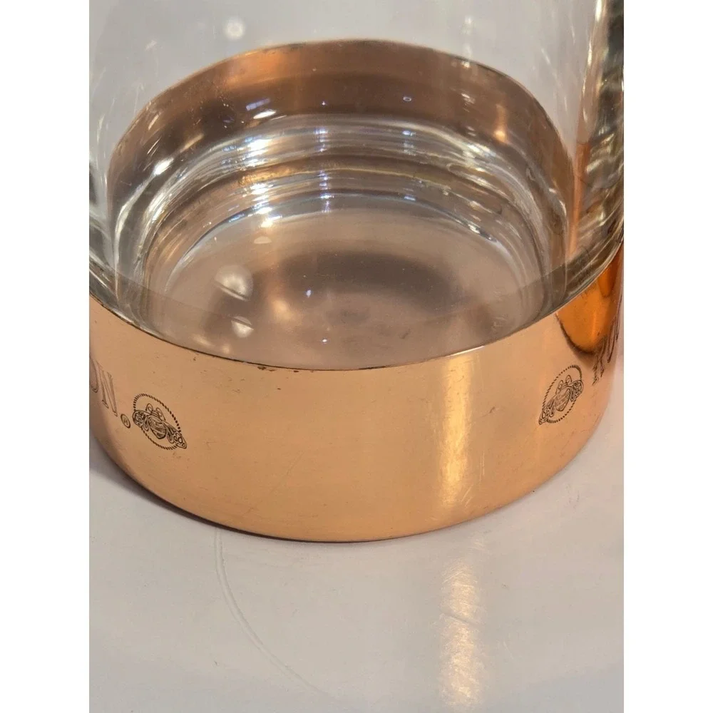 Roca Patron Whiskey Cocktail Glass Set of 2 Copper Bottom Heavy Quality NEW‎